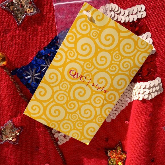 THE QUACKER FACTORY Sweater Womens 1X Red Patriotic Christmas American Flag NWT - Picture 4 of 15